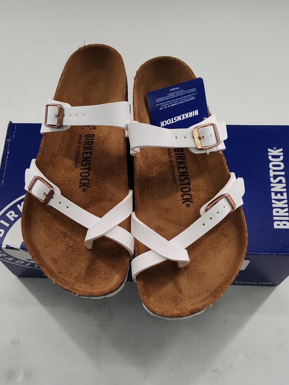Birkenstock White Cross-Strap Cork Footbed Sandals
